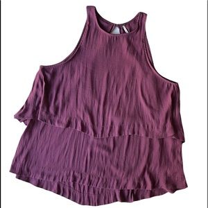 Free People Burgundy Layered Swing Top Open Back, size Small